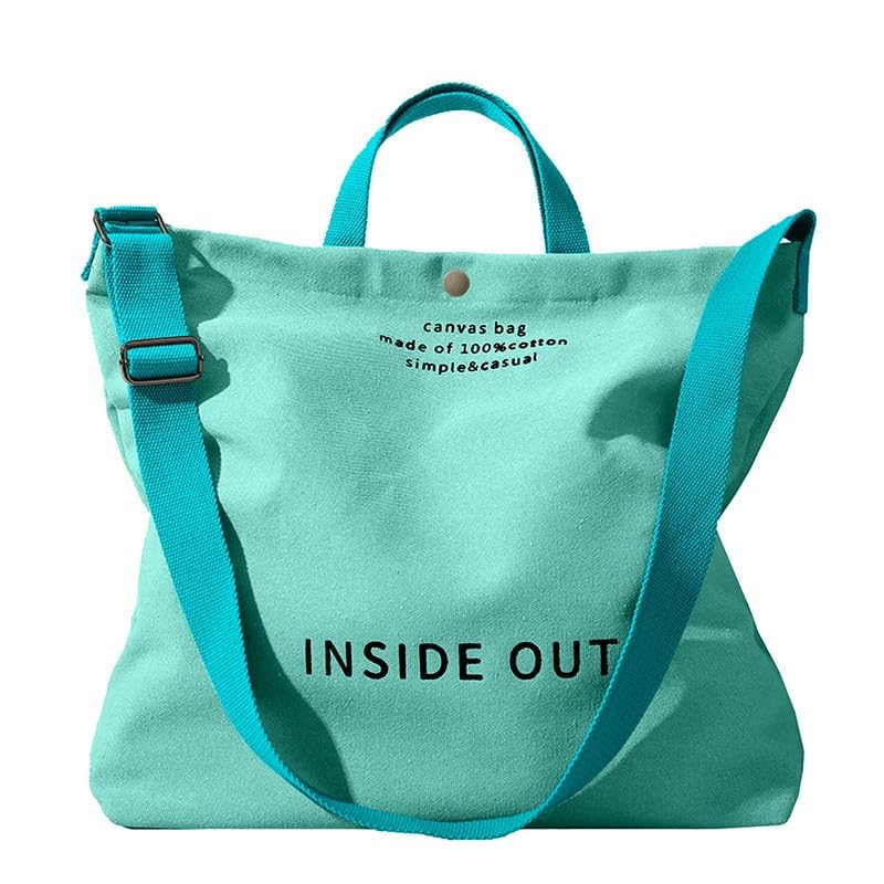 Canvas Tote Bag For Women inside out bag Crossbody Handbag with Adjustable Strap and Coin Purse for Work,Travel,Grocery - color: Mint Green
