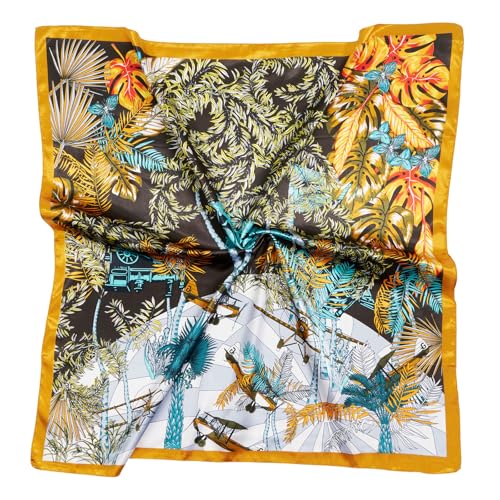 QIUTIMIY 35"x35" Like Silk Head Scarf for Women Satin Feel Large Square Scarf for Hair Wrapping and Sleeping Fashion Bandana - color: (90cm)square Scarf 1