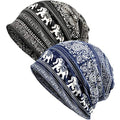 XYIYI Womens Chemo Headwear Hats Cotton Slouchy Beanie Cap Scarf - color: 2pcs Elephant-h
