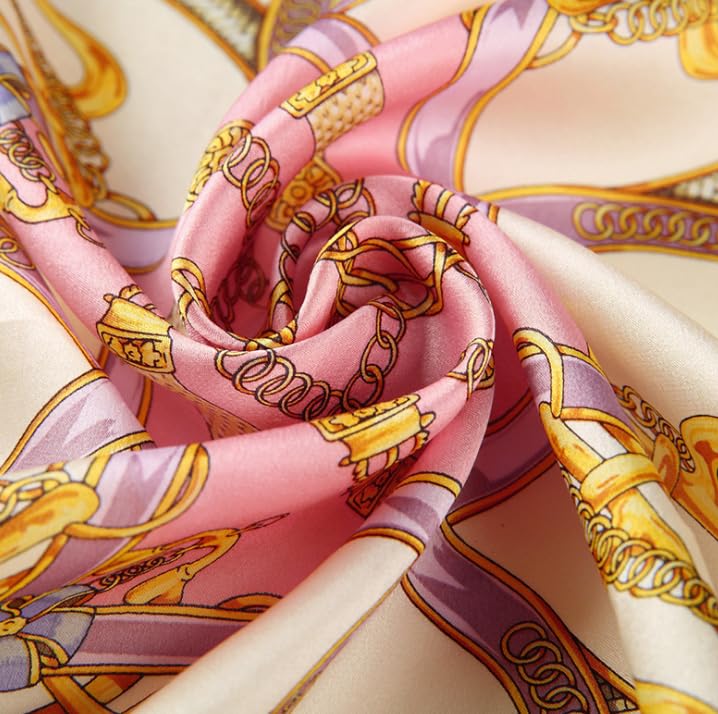 FEIBOON Mulberry Silk Scarfs Neck Scarf 21" Small Square Scarfs hair scarf bandana Neckerchief Headscarf for Women - color: Elegant Pink