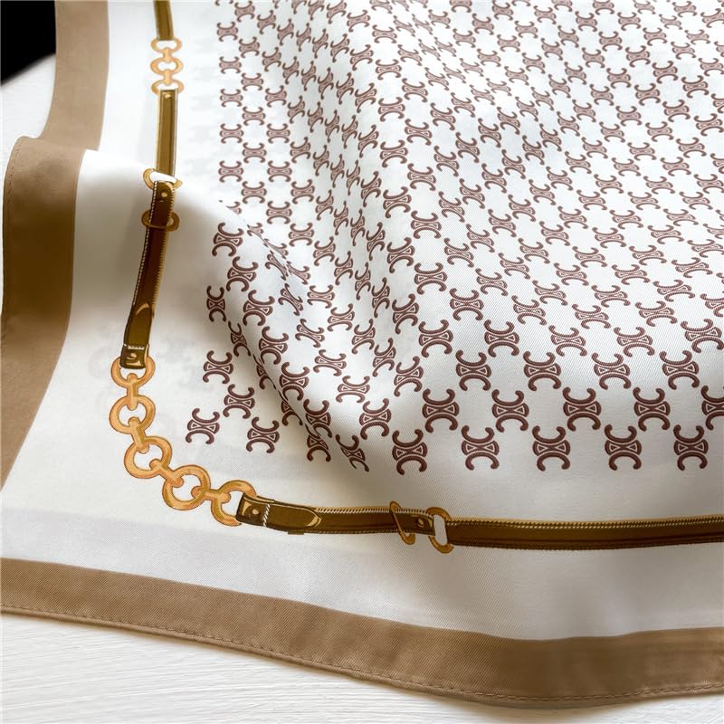 Women's Square Silk Like Head Scarf Large 35 inch Silk Feeling Hair Wrapping Satin Scarves for Sleeping Bandanas - color: A002-2 Twill Light Brown