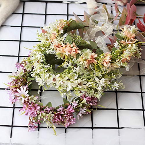 Vivivalue Daisy Flower Crown Floral Wreath Headband Hair Garland Flower Halo Headpiece with Ribbon Wedding Party Festival Photos Purple - color: 91