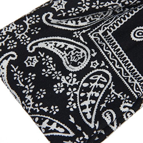 Assorted Paisley Print Wide Bandana Knot Headbands Criss Cross Head Wrap Hair Band (Black) - color: Black