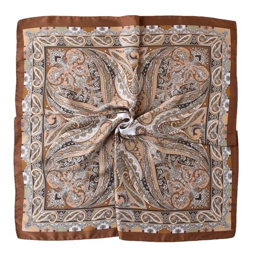 QBSM Womens 23.6 inch Satin Silk Feeling Formal Square Neck Scarf Head Hair Wraps Kerchief - color: Bohemian Paisley