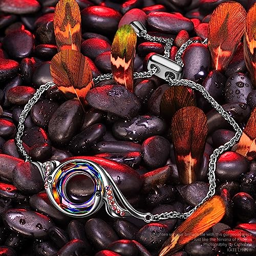 Kate Lynn Rise From the Ashes Phoenix Bracelet Made with Crystals from Austria, Adjustable Slider Bracelet for Women, Packaged with Jewelry Box, Birthday Gift for Women, Symbol of Luck and Renewal - color: Volcano