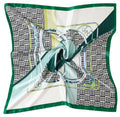 CHUNG Women's Scarf Hair Bandanas Square 27.5" Satin Wrap Fashion Pattern Scarves Emulation Silk Handbag Ribbons Necktie - color: Green Stripe-71#