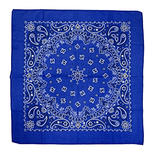 Bandanas Gift Set 12 Pack Soft Thin Handfeel Cotton Bandanna Scarf for men - color: Royal Blue