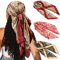 CHLINS 35" Satin Square Hair Scarf Bandanas - 3Pcs Large Silk Head Scarves Lightweight Sleeping Hair Wraps for Women - color: Brown+black+orange