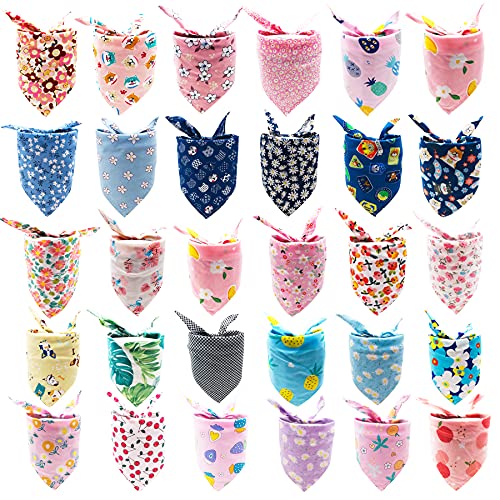 100PCS Small Dogs Bandanas Cotton Bulk Pet Kerchief Scarves Random Patterns Selvedge Sewing Stitching Edge Hemming Stitch Seam for Medium Grooming Accessories Costume - size: 100PCS Small/Medium