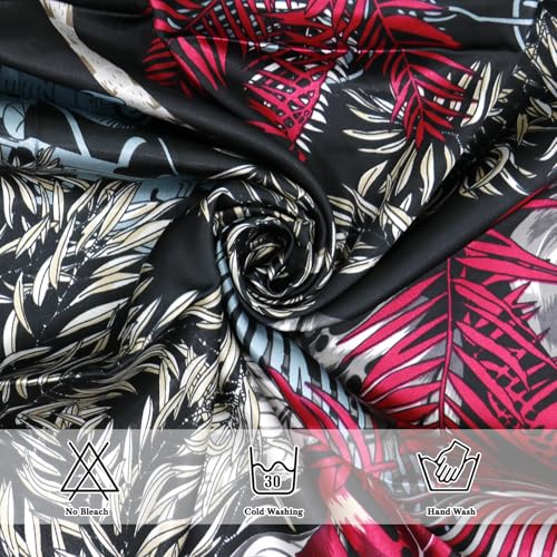Ciormis 35" Silk Head Scarf for Women, 4 Pcs Satin Hair Scarf Square Silk Bandana Top Neck Scarves Hair Wraps for Sleeping - color: N1-leaves-set7