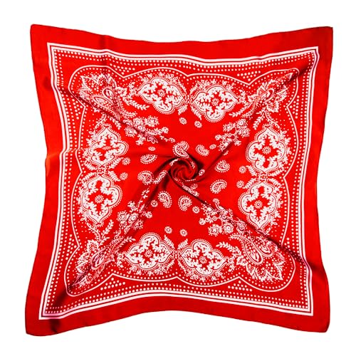 DOOBO Satin Head Scarf - 27.5 Inches Silk Bandana Hair Wrap Square Scarf for Women & Girls - color: Red