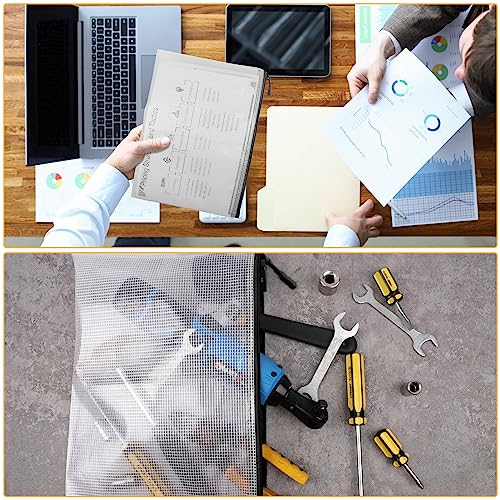 YOPCDJ 24pcs Large Mesh Zipper Pouch File Bags Reusable Zippered Pouches for Organizing Classroom, Board Game Storage, Puzzle Bags Black