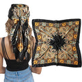 AWAYTR Satin Silk Scarf - Large Hair Bandana, Sleeping Wrap for Women - color: Cashew(black)