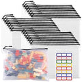 YOPCDJ 24pcs Large Mesh Zipper Pouch File Bags Reusable Zippered Pouches for Organizing Classroom, Board Game Storage, Puzzle Bags Black