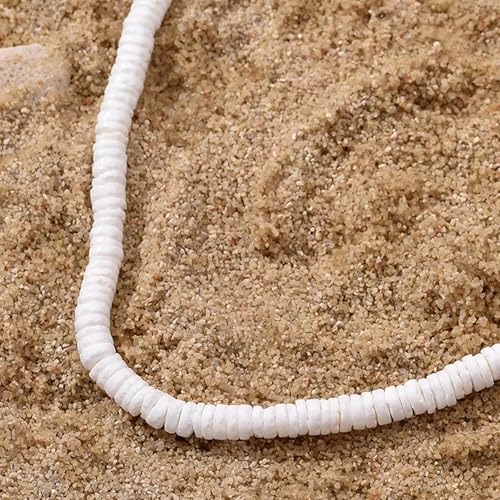 ATIMIGO Adjustable Nature Puka Shell Ankle Bracelet Cowrie Shell Anklet Handmade Boho Hawaiian Beach Surfer Seashell Braided Anklet Foot Jewelry for Women - color: white puka shell beads