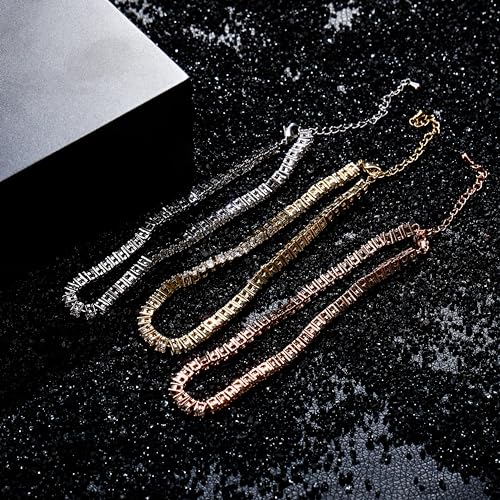 TOPGRILLZ Tennis Ankle Bracelet Gold Anklet Adjustable with Extension 14K Gold Plated Iced out Diamond 3-6mm Fashion Stylish Foot Jewelry for Women - style: 3mm White Gold