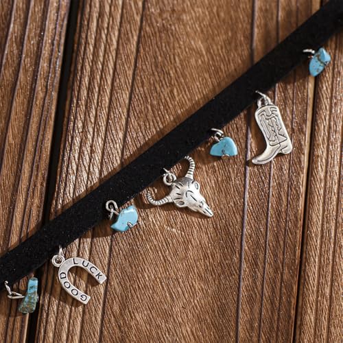 Layered Boho Necklaces for Women Gold Coin Pendant Necklaces Stackable Turquoise Choker Necklace for Women Western Jewelry - style: Style 13