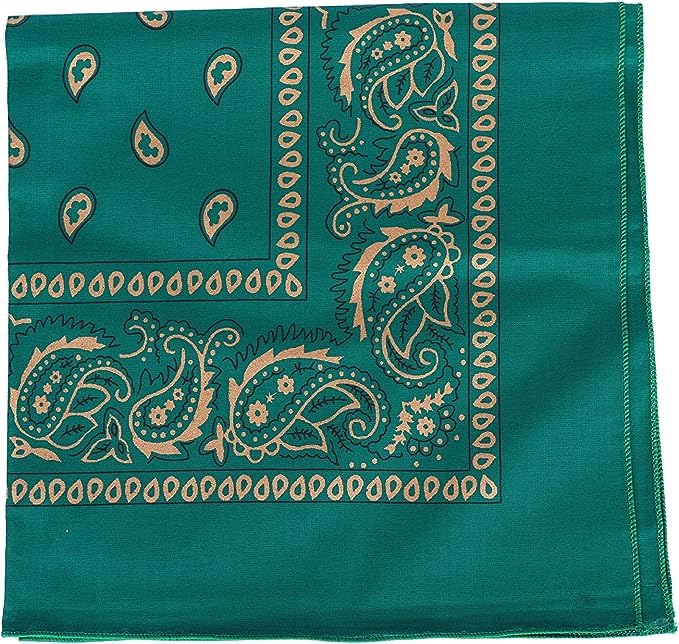 Motique Accessories 22 Inch Cotton Paisley Bandana - color: Green Gold