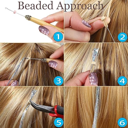 Celinebella Silver Hair Tinsel, 48" 1250 Strands Classic Metallic Shimmer | Timeless silver metallic tone, universally flattering, heat resistant, great for daily wear festivals casual & formal looks - color: 17-Iridescent Silver, size: 48 Inch Pack of 5P