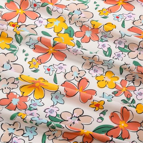 Stlvoll 27.5" Silk Neck Scarf of Women's Fashion Head Scarf Square Neck Satin Scarfs for Bag Hair Scarves Gift - color: Flower/Orange/Green