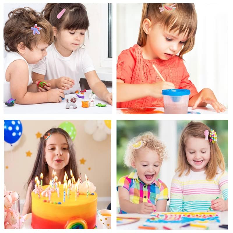 28 PCS Cute Hair Clips Fashion Girls Hair Accessories Flower Fruit Colorful Rainbow Candy Dessert Lovely Animal Barrettes Set Non-slip Metal Snap Pins for Girls Kids Teens Toddlers (Style E) - color: Style E