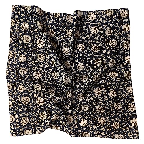 AVKA Studio 100% Cotton Bandanas for Women & Men, 2 Pack 20x20 Inch, 22x22 inch Hand Printed, Lightweight Cotton Handkerchief - color: Black & Cream, size: 20 x 20 Inches