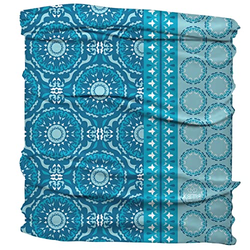Karma Blue/Split Medallion Headband for Women - Medium - Fabric Headband and Stretchy Hair Scarf - Blue - color: Blue/Split Medallion, size: 1 Count (Pack of 1)
