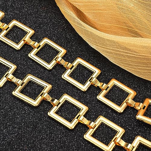Women's Chain Belt Metal Waist Belt Chunky Belly Link Belt - color: 23025 Gold, size: L: 53.1 in