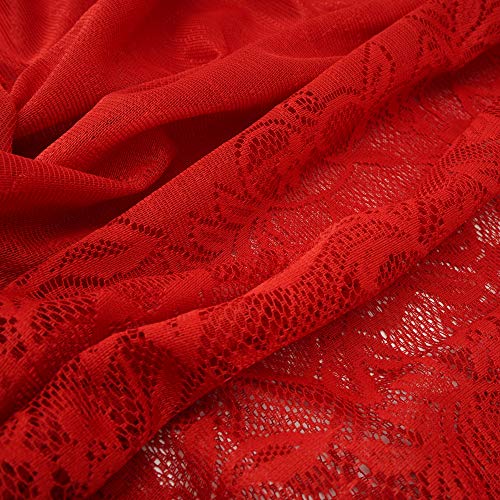 YOUR SMILE Ladies/Women's Lightweight Solid Color Fringe Lace Tassels Long Shawl Scarf For Spring Summer Fall - color: Red