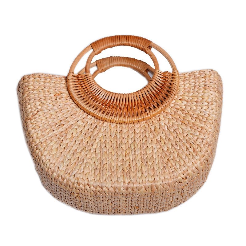 Women's Straw Shoulder Bag Women Large Woven Bag Round Handle Ring Tote Purse Retro Handbags Summer Travel Beach Handbag Hand Woven Straw Large Hobo Bag Big Capacity Handmade Bag for Girls Women B - color: Women's Straw Bag B