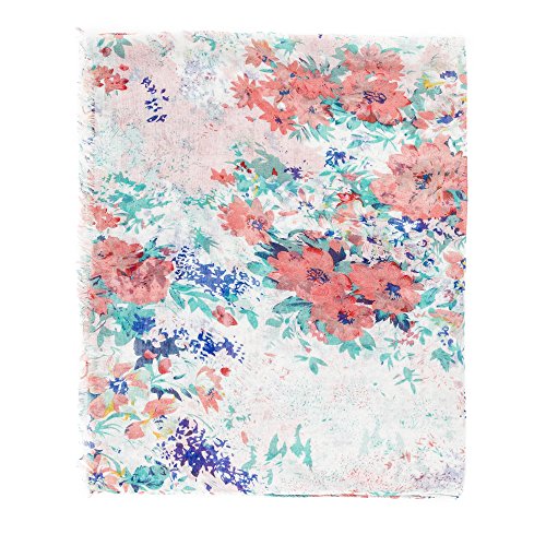 MELIFLUOS DESIGNED IN SPAIN Scarf for Women Lightweight Floral Flower Scarves for Summer Fall Shawl Wrap - color: Barcelona Collection 1 - White Floral