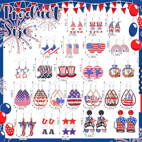 Nosiny 4th of July Earrings Patriotic Independence Day Earrings Bulk Acrylic 250th Anniversary Memorial Day Jewelry for Women