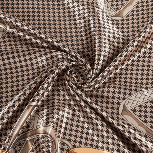 RIIQIICHY Head Scarf for Women Like Silk Scarf Hair Scarf Printed Square Scarf Bandanas for Women 35 Inches - color: Camel/Orange/Brown