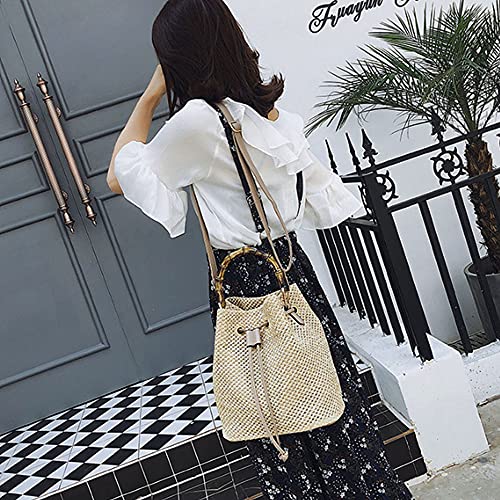 Goclothod Women Crochet Fringed Shoulder Bag Cotton Tassel Crossbody Bag Hippie Beach Purse - color: Fashion