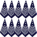 NACHLYNN 10/20pcs Paisley Bandanas Assorted Bandanas Cowboy Polyester Headbands Square Scarf Headwear - color: Navy Blue