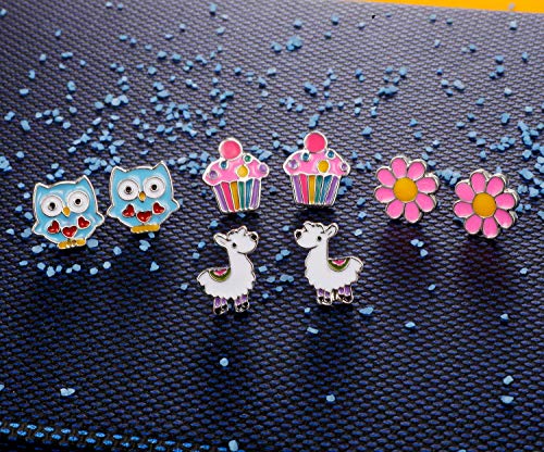 33 Pairs Stainless Steel Cartoon Earrings for Girls - Hypoallergenic Colorful Stud Earing Set, Mix & Match Cute Earring for Teens, Kids, Doll Dressup Accessories - style: Style G