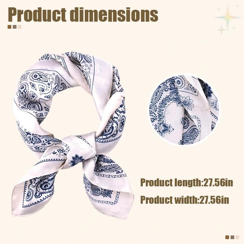 Guqqeuc Satin Head Scarf Silky Feeling Bandana Hair Wrap for Women Silk Scarves Paisley Headscarf Square Scarf Neckerchief - color: White