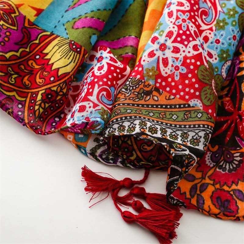 WZX Boho Scarf for Women, 70"x35" Large Lightweight Shawl Wrap for Travel, Sun Protection, Office & All-Season Wear - color: 014