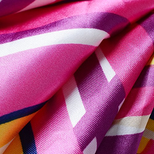 QBSM Womens 23.6 inch Satin Silk Feeling Formal Square Neck Scarf Head Hair Wraps Kerchief - color: Coloured Ribbon-rose&navy