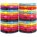 Bracelet Hair Ties for Women Girls, Funtopia 30 Pcs Colorful Elastics Hair Bands Ponytail Holders for Thick Hair, No Metal No Damage Soft Hair Ties with Bead, Bulk Set - color: 6.Rainbow