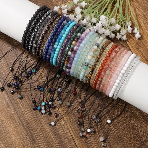Lit Wall Crystal Anklets for Women Handmade Beach Boho Ankle Bracelet 4mm Adjustable Beaded Ankle Bracelet Waterproof Natural Stone Anklet Plus Size Anklets Gemstone Anklet Jewelry Gift for Her - style: Black Obsidian