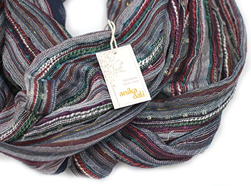 Anika Dali (15 Colors) Shimmer Sparkle Infinity Scarf, Women's Festival Bliss Lightweight Fashion Shawl - color: Monet Blue Scarlet