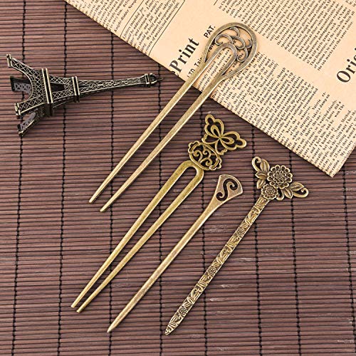 TUPARKA 18 PCS Hair Sticks Vintage Hair Pins Chinese Women Hair Chopsticks Pins Retro Vintage Decorative for Hair Accessory（9 Design） (bronze) - color: bronze