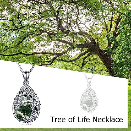 ONEFINITY Tree of Life Necklace 925 Sterling Silver Abalone Shell Celtic Knot Pendant Necklace for Women Jewelry - style: Moss Agate Tree of Life