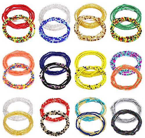 TOBENY SHIWE 24PCS Waist Bead Chains for Women Colorful Summer Body Chains Belly Beads Bikini Jewelry Chains Bead Waist Chains Set - style: Style B