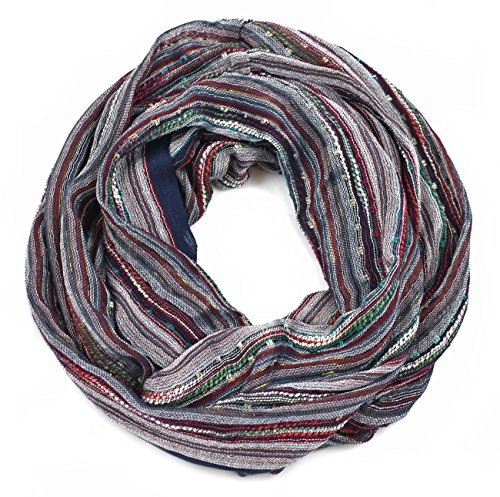 Anika Dali (15 Colors) Shimmer Sparkle Infinity Scarf, Women's Festival Bliss Lightweight Fashion Shawl - color: Monet Blue Scarlet