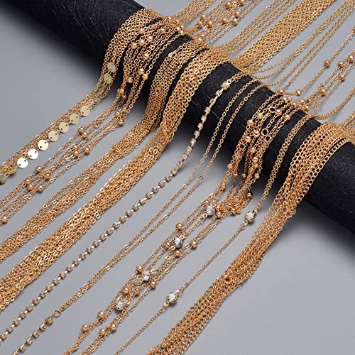 Tornito 4-8Pcs Sexy Body Chain Belly Waist Chain Necklace Summer Beach Bikini Bra Body Jewelry for Women Gold Tone - style: E:8Pcs, Gold Tone