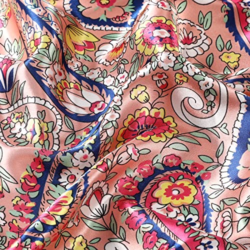 AWAYTR Satin Silk Scarf - Large Hair Bandana, Sleeping Wrap for Women - color: Cashew(pink)