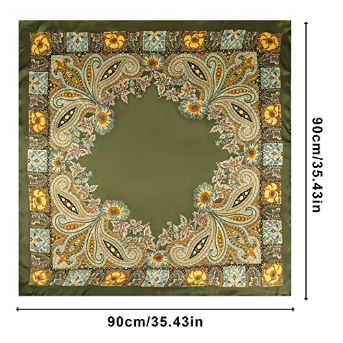 AWAYTR Satin Silk Scarf - Large Hair Bandana, Sleeping Wrap for Women - color: Cashew(deep Green)