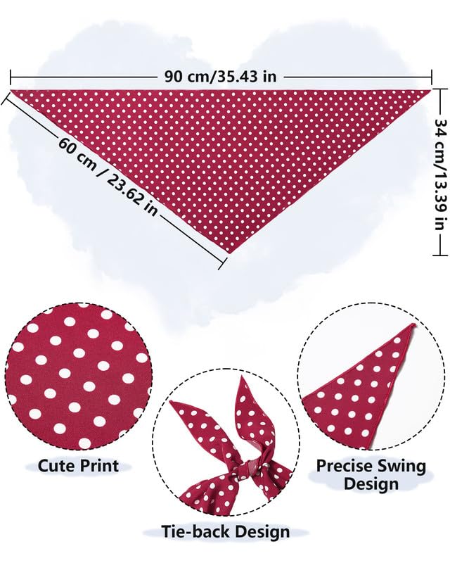 AWAYTR 3Pcs Hair Bandanas Head Kerchief for Women Girls Tie-Back Boho Hair Scarf Headband Bandana Triangle Head Scarf - color: Polka Dot - Red / Black / Dark Blue